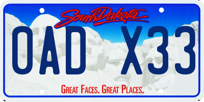 SD license plate 0ADX33