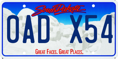 SD license plate 0ADX54