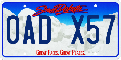 SD license plate 0ADX57