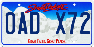 SD license plate 0ADX72