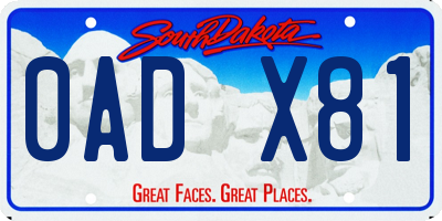 SD license plate 0ADX81