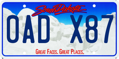 SD license plate 0ADX87