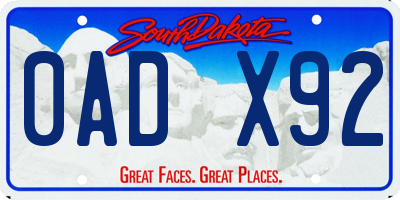 SD license plate 0ADX92