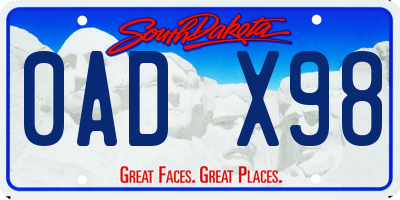 SD license plate 0ADX98