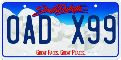 SD license plate 0ADX99