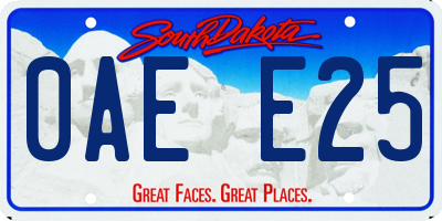 SD license plate 0AEE25