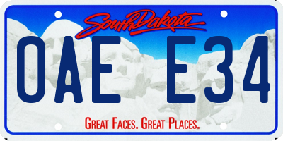 SD license plate 0AEE34