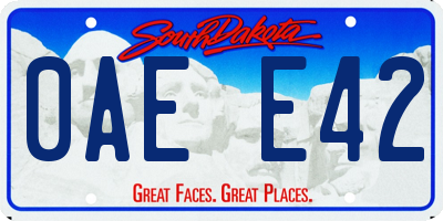 SD license plate 0AEE42