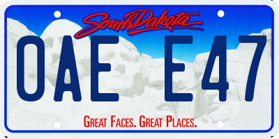 SD license plate 0AEE47