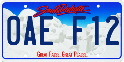 SD license plate 0AEF12