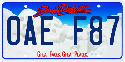 SD license plate 0AEF87