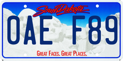 SD license plate 0AEF89