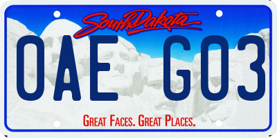 SD license plate 0AEG03