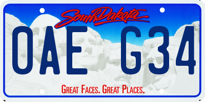 SD license plate 0AEG34