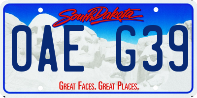 SD license plate 0AEG39