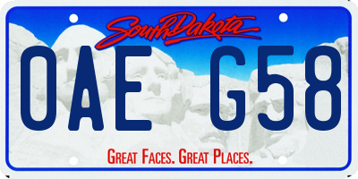 SD license plate 0AEG58