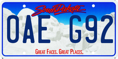 SD license plate 0AEG92