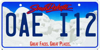 SD license plate 0AEI12