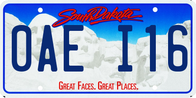 SD license plate 0AEI16