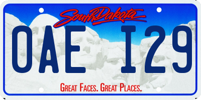 SD license plate 0AEI29