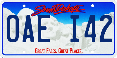 SD license plate 0AEI42