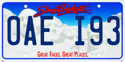 SD license plate 0AEI93