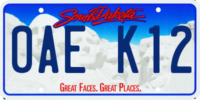 SD license plate 0AEK12