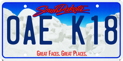 SD license plate 0AEK18