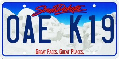 SD license plate 0AEK19