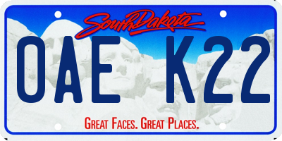 SD license plate 0AEK22