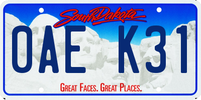 SD license plate 0AEK31