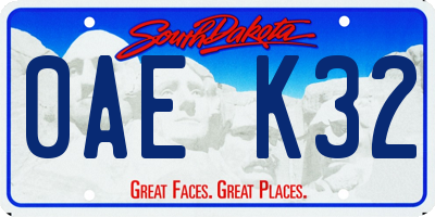 SD license plate 0AEK32