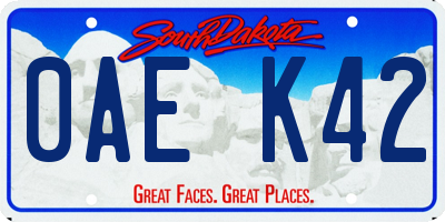 SD license plate 0AEK42