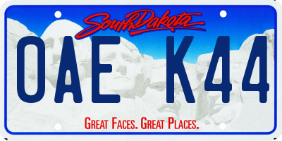 SD license plate 0AEK44