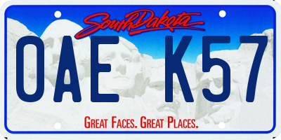 SD license plate 0AEK57