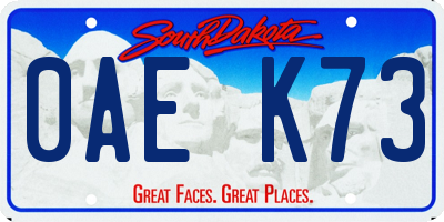 SD license plate 0AEK73