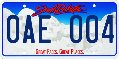 SD license plate 0AEO04