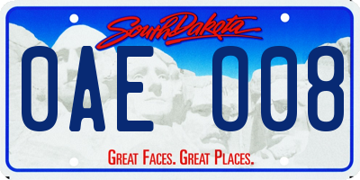 SD license plate 0AEO08