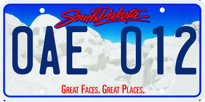 SD license plate 0AEO12