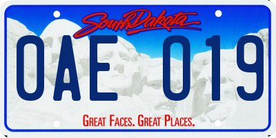 SD license plate 0AEO19