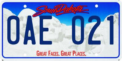 SD license plate 0AEO21