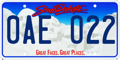 SD license plate 0AEO22