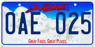 SD license plate 0AEO25