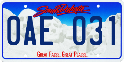 SD license plate 0AEO31