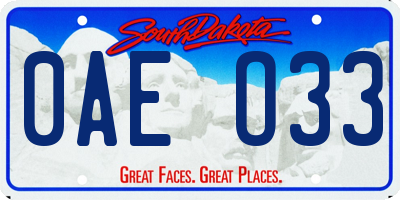 SD license plate 0AEO33