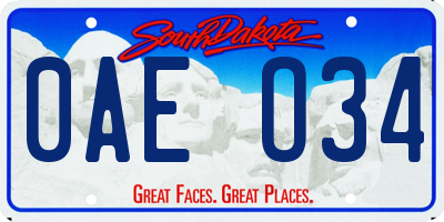 SD license plate 0AEO34