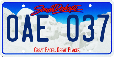 SD license plate 0AEO37