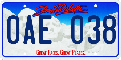 SD license plate 0AEO38