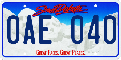 SD license plate 0AEO40