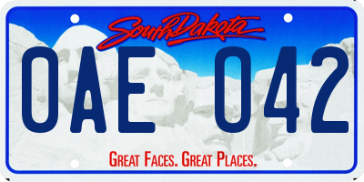 SD license plate 0AEO42